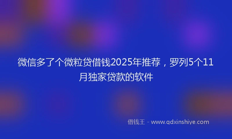 微信多了个微粒贷借钱2025年推荐，罗列5个11月独家贷款的软件