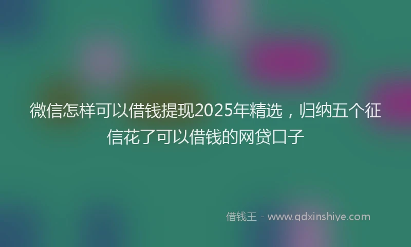 微信怎样可以借钱提现2025年精选，归纳五个征信花了可以借钱的网贷口子