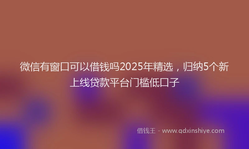 微信有窗口可以借钱吗2025年精选，归纳5个新上线贷款平台门槛低口子