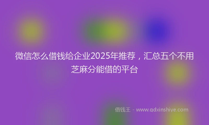 微信怎么借钱给企业2025年推荐，汇总五个不用芝麻分能借的平台