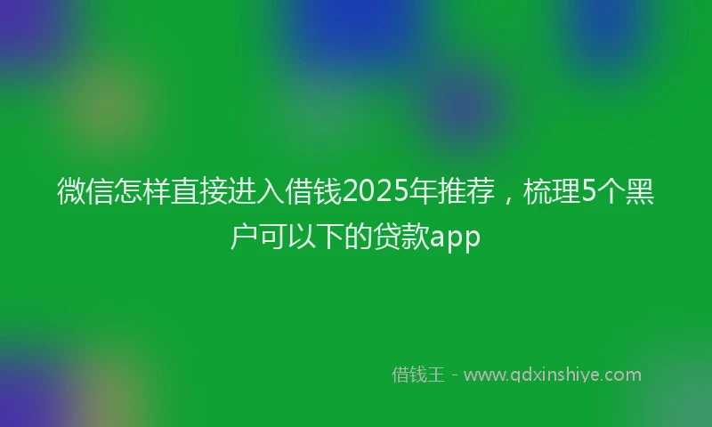 微信怎样直接进入借钱2025年推荐，梳理5个黑户可以下的贷款app