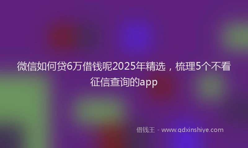 微信如何贷6万借钱呢2025年精选，梳理5个不看征信查询的app