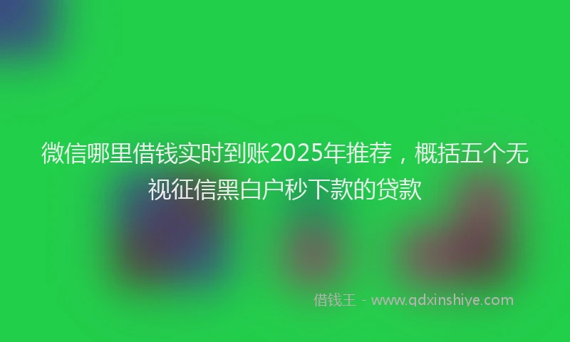 微信哪里借钱实时到账2025年推荐，概括五个无视征信黑白户秒下款的贷款