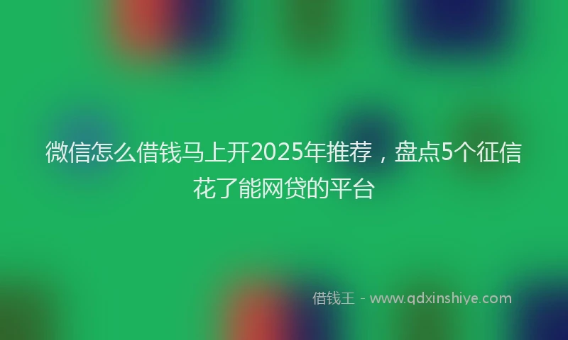 微信怎么借钱马上开2025年推荐，盘点5个征信花了能网贷的平台
