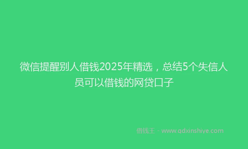 微信提醒别人借钱2025年精选，总结5个失信人员可以借钱的网贷口子