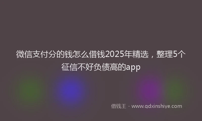 微信支付分的钱怎么借钱2025年精选，整理5个征信不好负债高的app