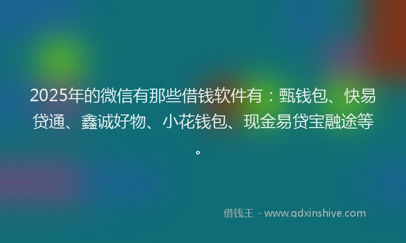 2025年的微信有那些借钱软件有：甄钱包、快易贷通、鑫诚好物、小花钱包、现金易贷宝融途等。