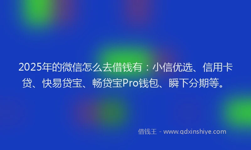 2025年的微信怎么去借钱有：小信优选、信用卡贷、快易贷宝、畅贷宝Pro钱包、瞬下分期等。