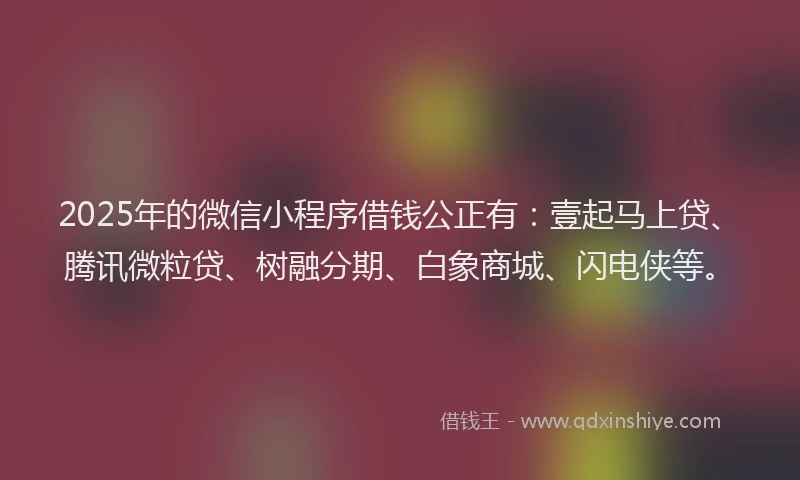 2025年的微信小程序借钱公正有：壹起马上贷、腾讯微粒贷、树融分期、白象商城、闪电侠等。