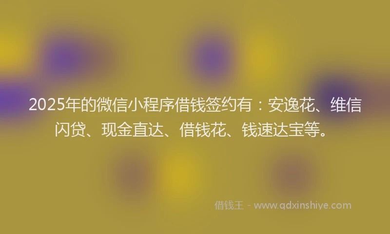 2025年的微信小程序借钱签约有：安逸花、维信闪贷、现金直达、借钱花、钱速达宝等。