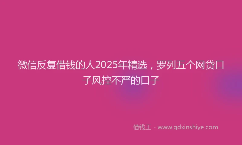 微信反复借钱的人2025年精选，罗列五个网贷口子风控不严的口子
