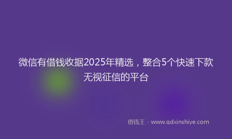 微信有借钱收据2025年精选，整合5个快速下款无视征信的平台