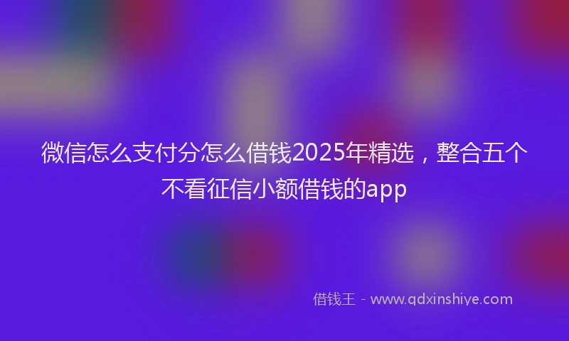 微信怎么支付分怎么借钱2025年精选，整合五个不看征信小额借钱的app