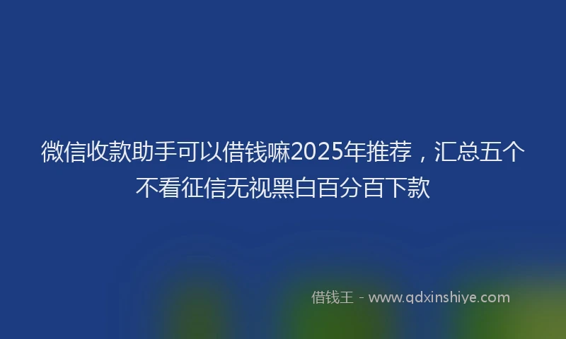 微信收款助手可以借钱嘛2025年推荐，汇总五个不看征信无视黑白百分百下款