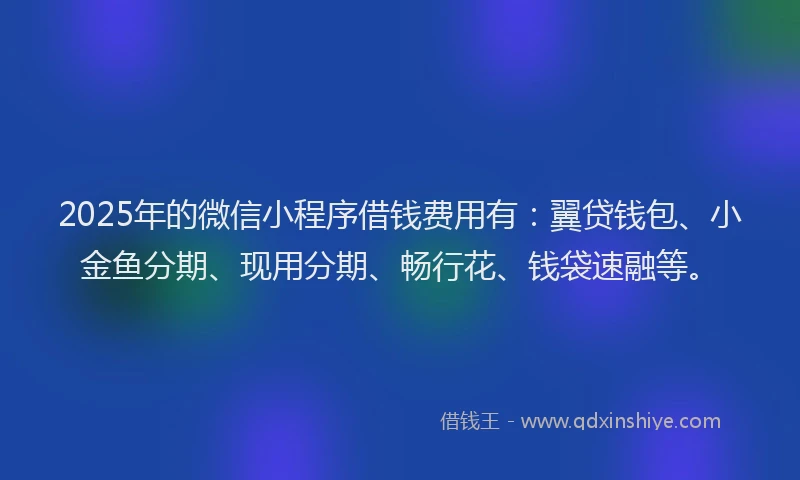 2025年的微信小程序借钱费用有：翼贷钱包、小金鱼分期、现用分期、畅行花、钱袋速融等。