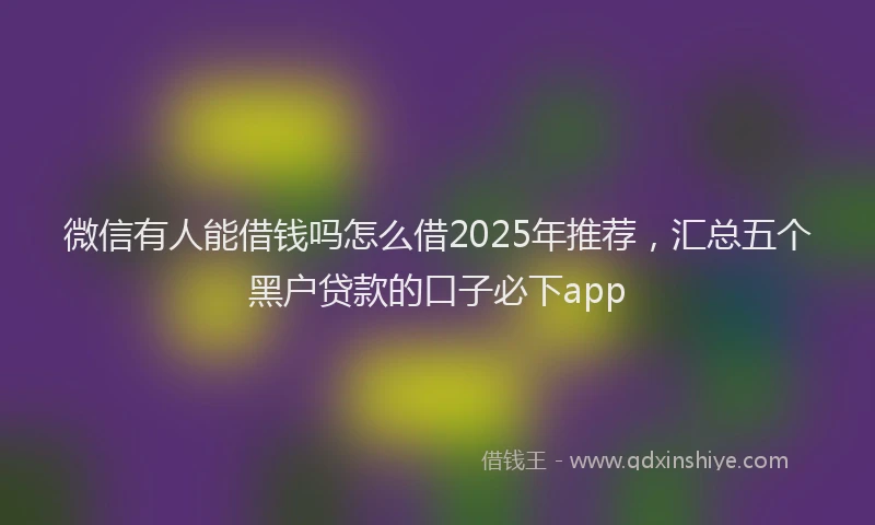 微信有人能借钱吗怎么借2025年推荐，汇总五个黑户贷款的口子必下app