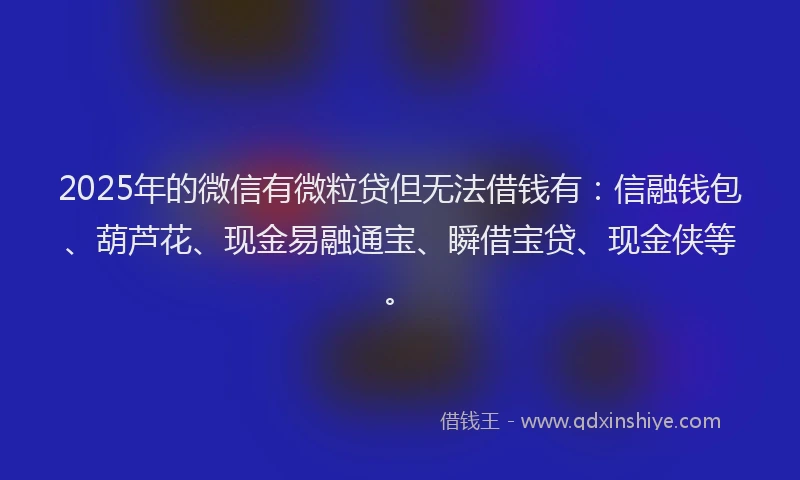 2025年的微信有微粒贷但无法借钱有：信融钱包、葫芦花、现金易融通宝、瞬借宝贷、现金侠等。