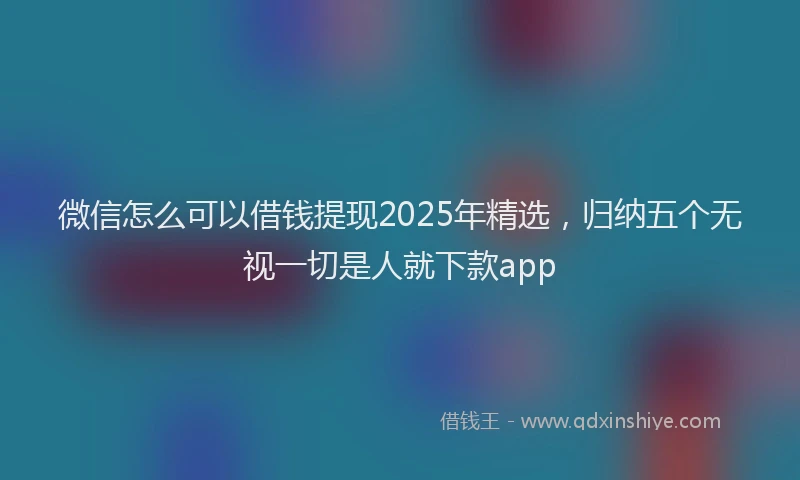 微信怎么可以借钱提现2025年精选，归纳五个无视一切是人就下款app