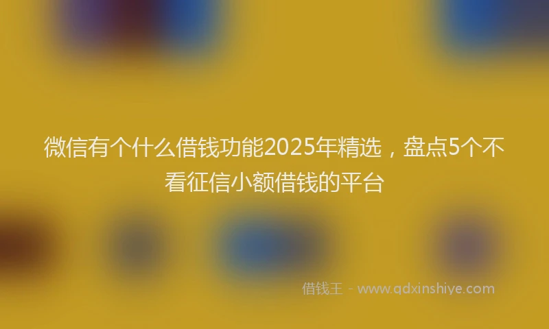 微信有个什么借钱功能2025年精选，盘点5个不看征信小额借钱的平台