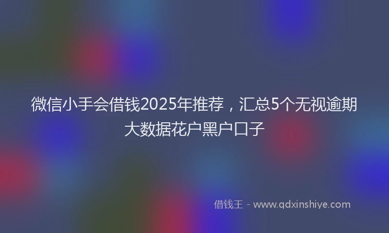微信小手会借钱2025年推荐，汇总5个无视逾期大数据花户黑户口子