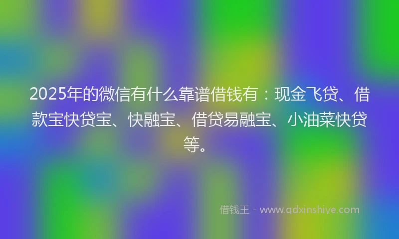 2025年的微信有什么靠谱借钱有：现金飞贷、借款宝快贷宝、快融宝、借贷易融宝、小油菜快贷等。
