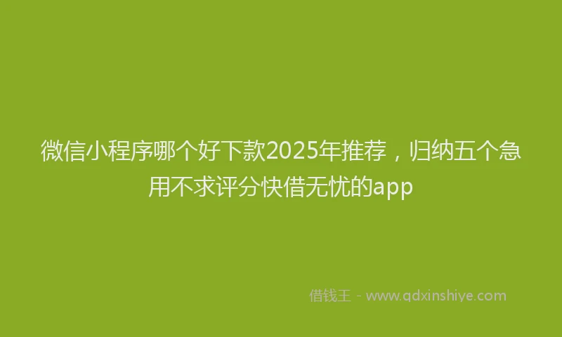 微信小程序哪个好下款2025年推荐，归纳五个急用不求评分快借无忧的app