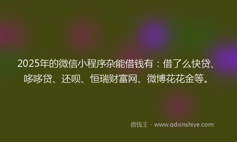 2025年的微信小程序杂能借钱有：借了么快贷、哆哆贷、还呗、恒瑞财富网、微博花花金等。