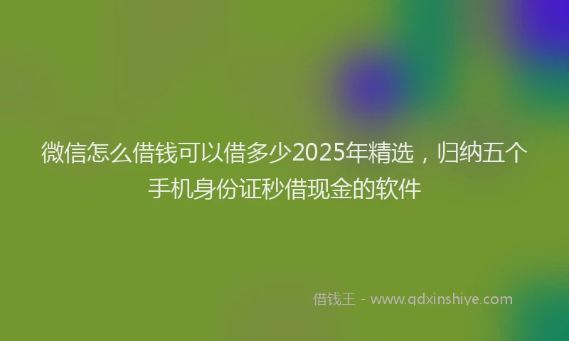 微信怎么借钱可以借多少2025年精选，归纳五个手机身份证秒借现金的软件