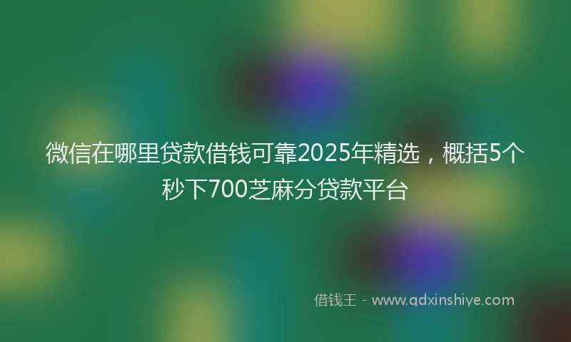 微信在哪里贷款借钱可靠2025年精选，概括5个秒下700芝麻分贷款平台