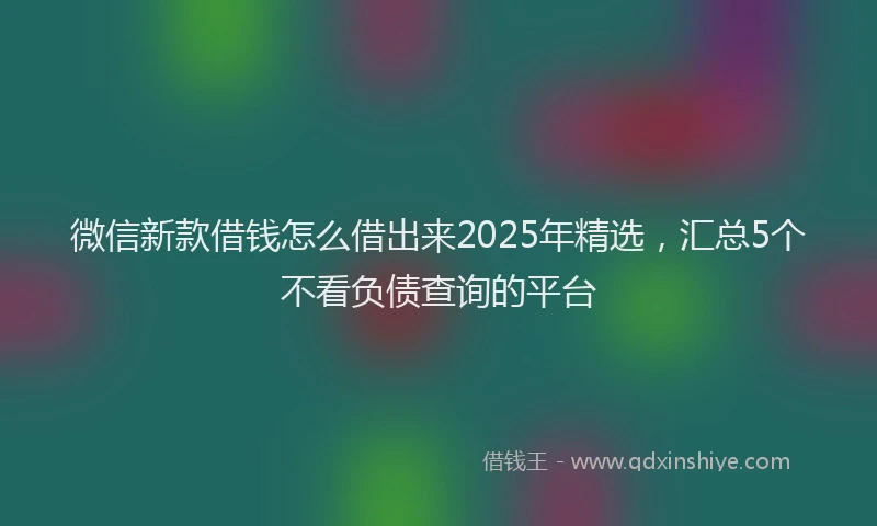 微信新款借钱怎么借出来2025年精选，汇总5个不看负债查询的平台