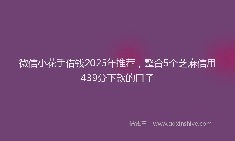 微信小花手借钱2025年推荐，整合5个芝麻信用439分下款的口子