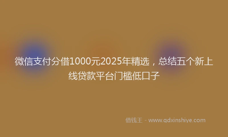 微信支付分借1000元2025年精选，总结五个新上线贷款平台门槛低口子