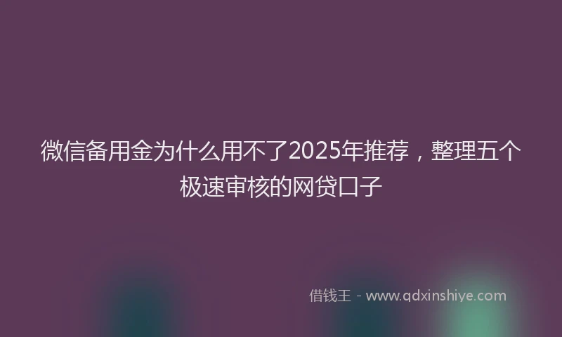 微信备用金为什么用不了2025年推荐，整理五个极速审核的网贷口子