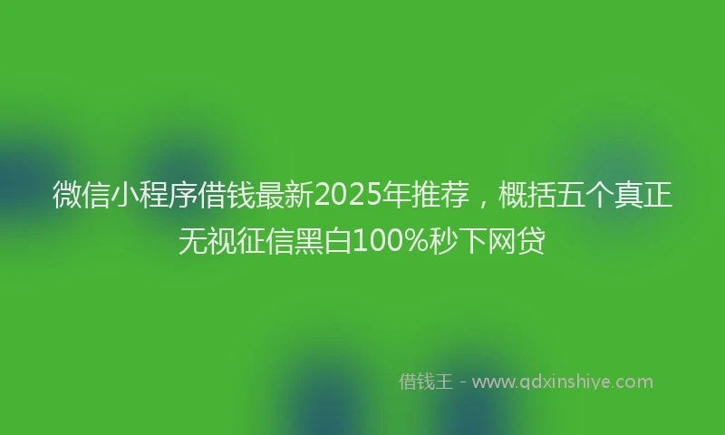 微信小程序借钱最新2025年推荐，概括五个真正无视征信黑白100%秒下网贷