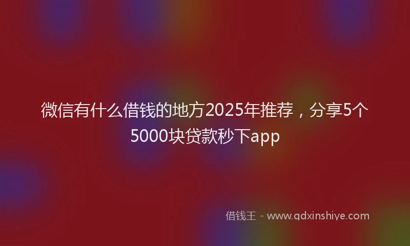 微信有什么借钱的地方2025年推荐，分享5个5000块贷款秒下app