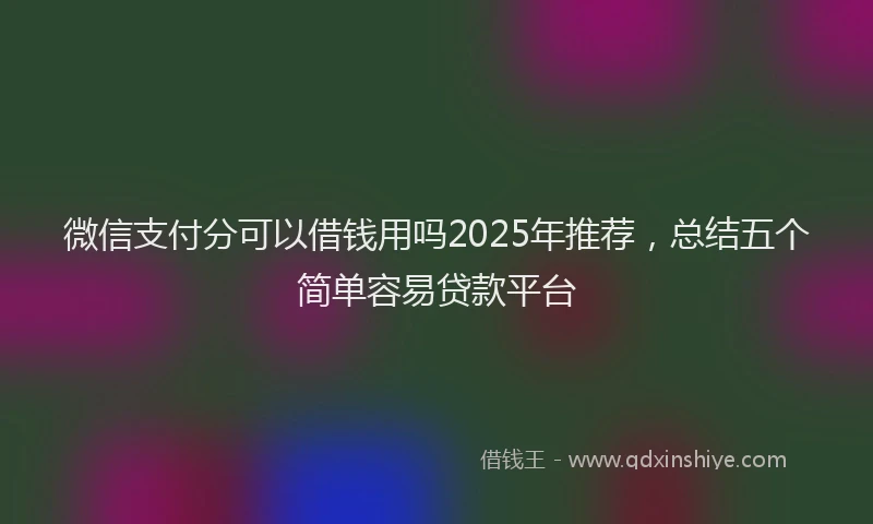 微信支付分可以借钱用吗2025年推荐，总结五个简单容易贷款平台