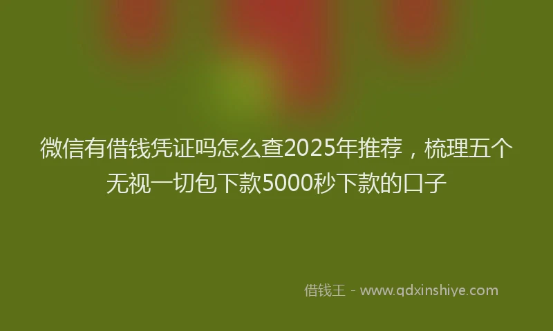 微信有借钱凭证吗怎么查2025年推荐，梳理五个无视一切包下款5000秒下款的口子