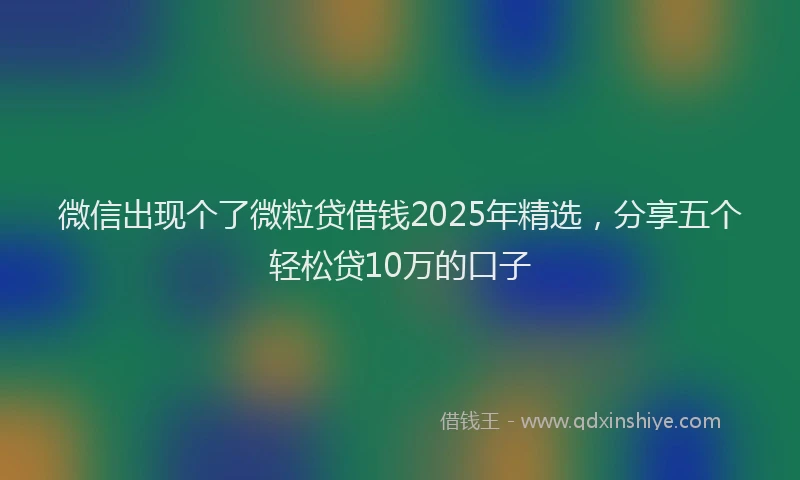 微信出现个了微粒贷借钱2025年精选，分享五个轻松贷10万的口子