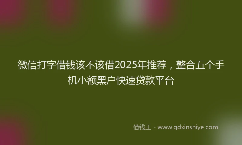 微信打字借钱该不该借2025年推荐，整合五个手机小额黑户快速贷款平台
