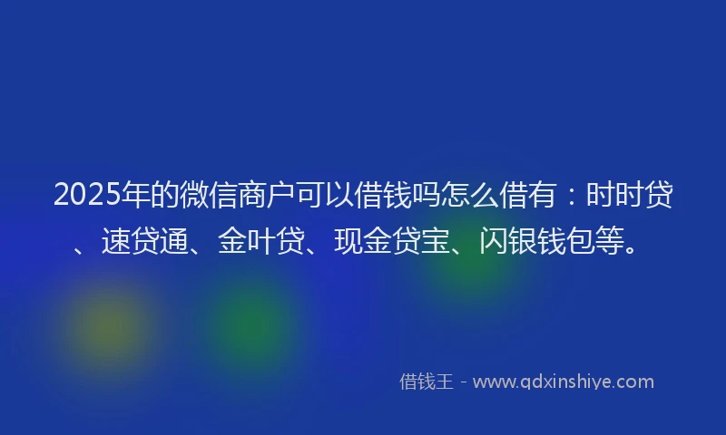 2025年的微信商户可以借钱吗怎么借有：时时贷、速贷通、金叶贷、现金贷宝、闪银钱包等。
