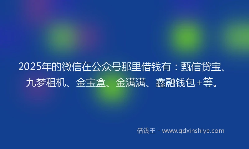 2025年的微信在公众号那里借钱有：甄信贷宝、九梦租机、金宝盒、金满满、鑫融钱包+等。