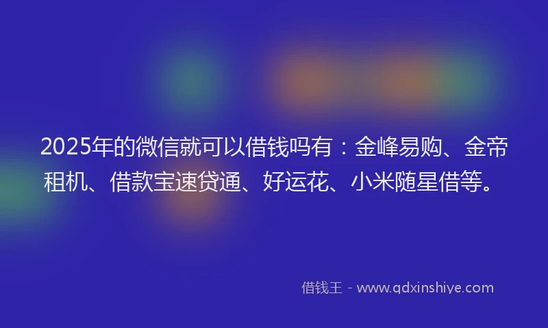 2025年的微信就可以借钱吗有：金峰易购、金帝租机、借款宝速贷通、好运花、小米随星借等。