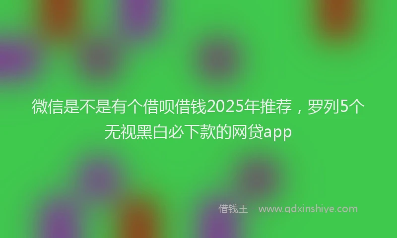 微信是不是有个借呗借钱2025年推荐，罗列5个无视黑白必下款的网贷app