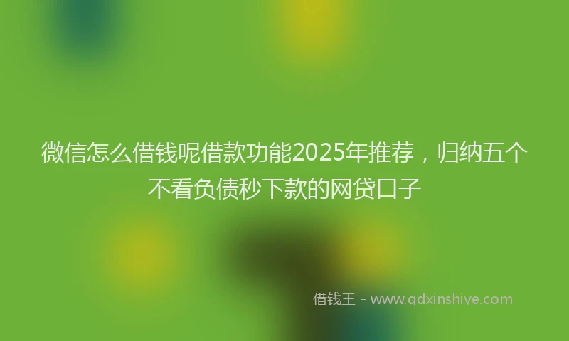 微信怎么借钱呢借款功能2025年推荐，归纳五个不看负债秒下款的网贷口子