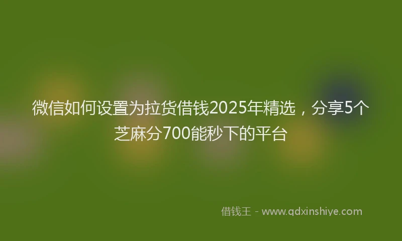 微信如何设置为拉货借钱2025年精选，分享5个芝麻分700能秒下的平台