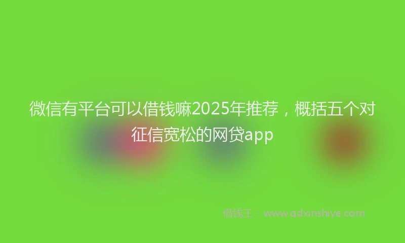 微信有平台可以借钱嘛2025年推荐，概括五个对征信宽松的网贷app