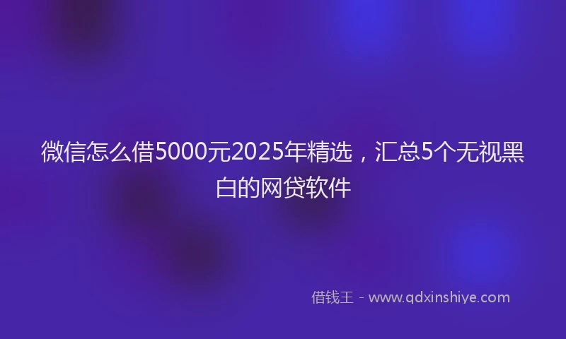 微信怎么借5000元2025年精选，汇总5个无视黑白的网贷软件