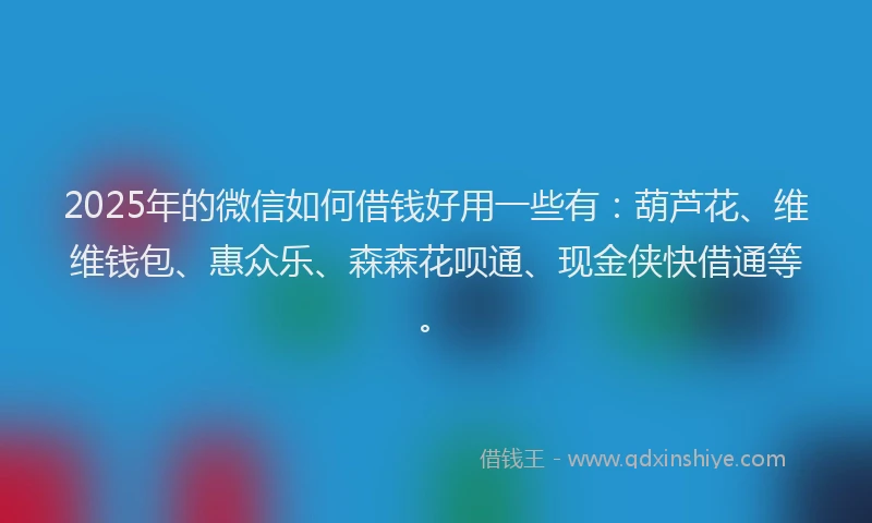 2025年的微信如何借钱好用一些有：葫芦花、维维钱包、惠众乐、森森花呗通、现金侠快借通等。