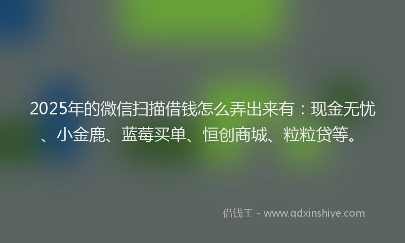 2025年的微信扫描借钱怎么弄出来有：现金无忧、小金鹿、蓝莓买单、恒创商城、粒粒贷等。