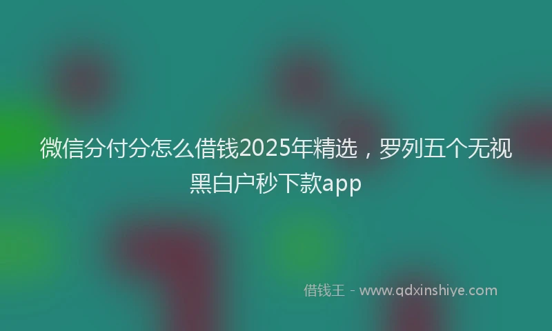 微信分付分怎么借钱2025年精选，罗列五个无视黑白户秒下款app